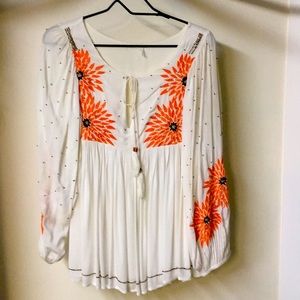 Anthropologie Floreat Embroidered Top